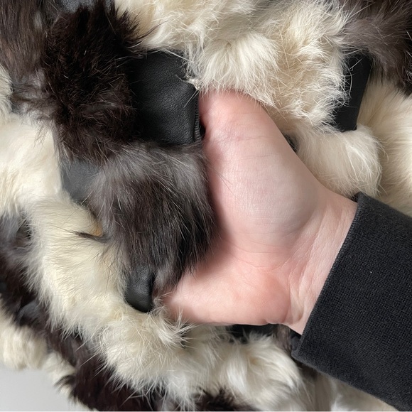 Vintage rabbit fur patchwork coat - size large, made in Korea - Picture 11 of 14